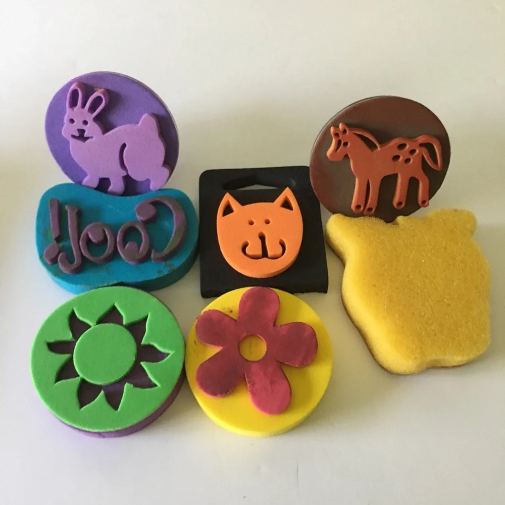 Vintage Suzy's Zoo Wooden Rubber Stamps Craft Foam Mesh Sheet Bundle